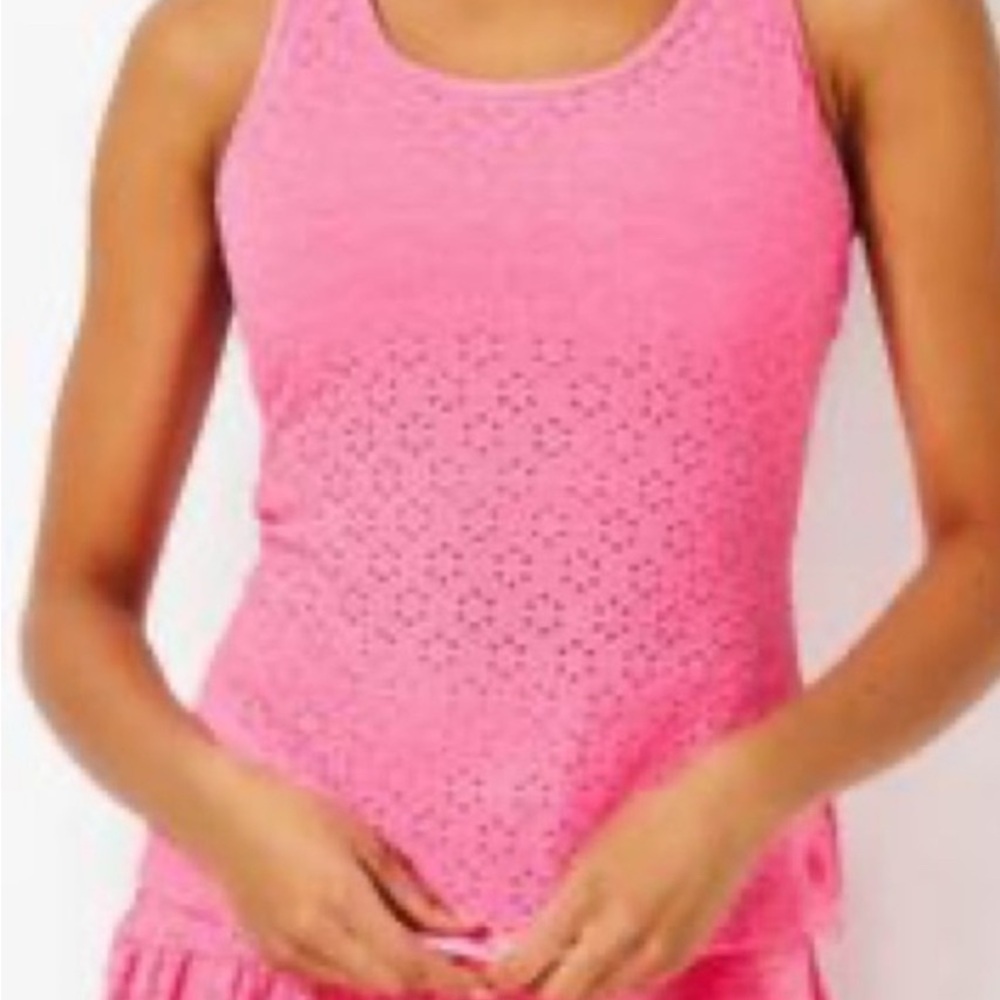 Lilly Pulitzer Havana Pink Match Point Eyelet Bra Tank, Medium, NWT